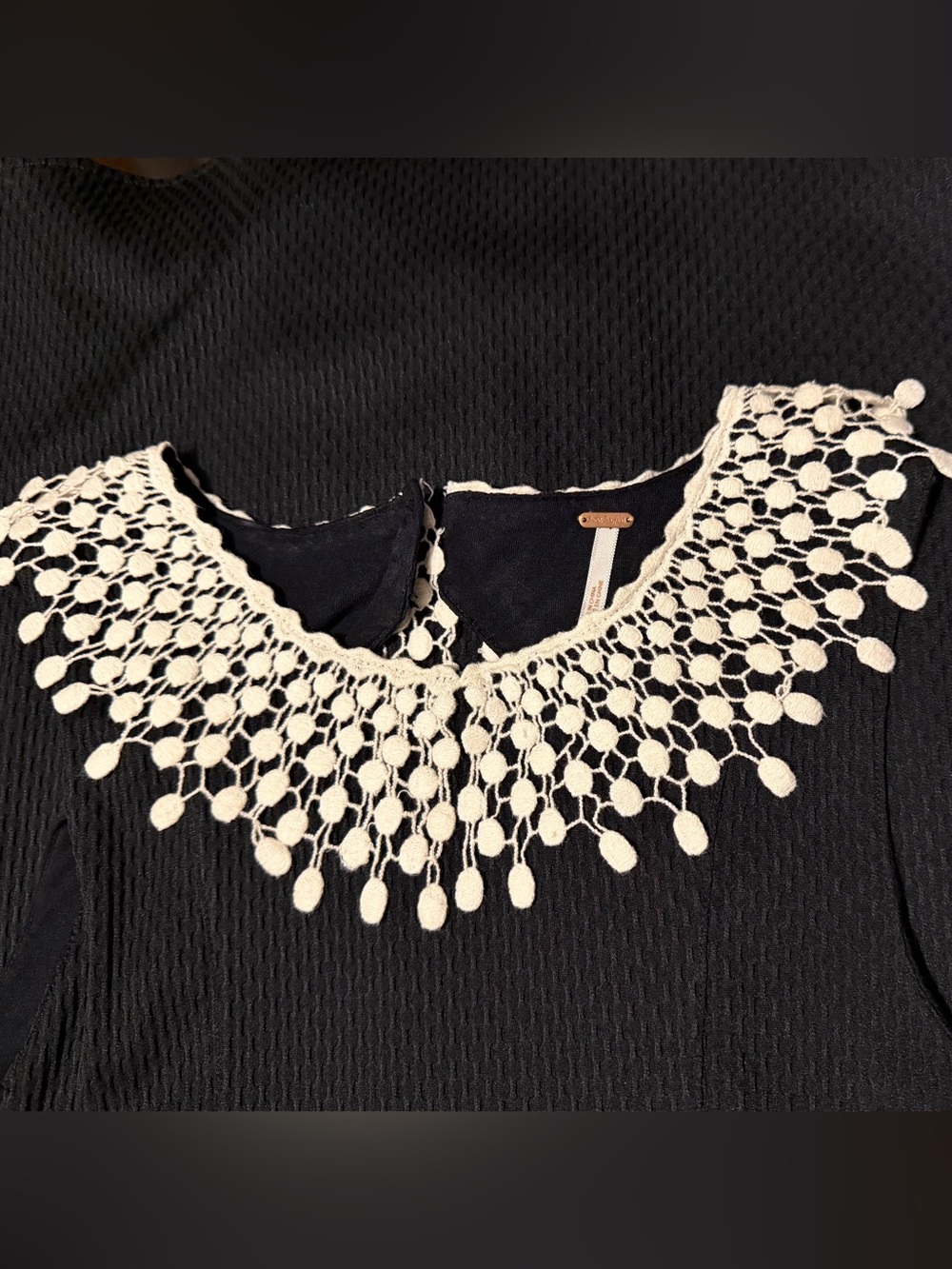 Free People Black Backless Mini Dress with Jeweled Neckline - Picture 3 of 6